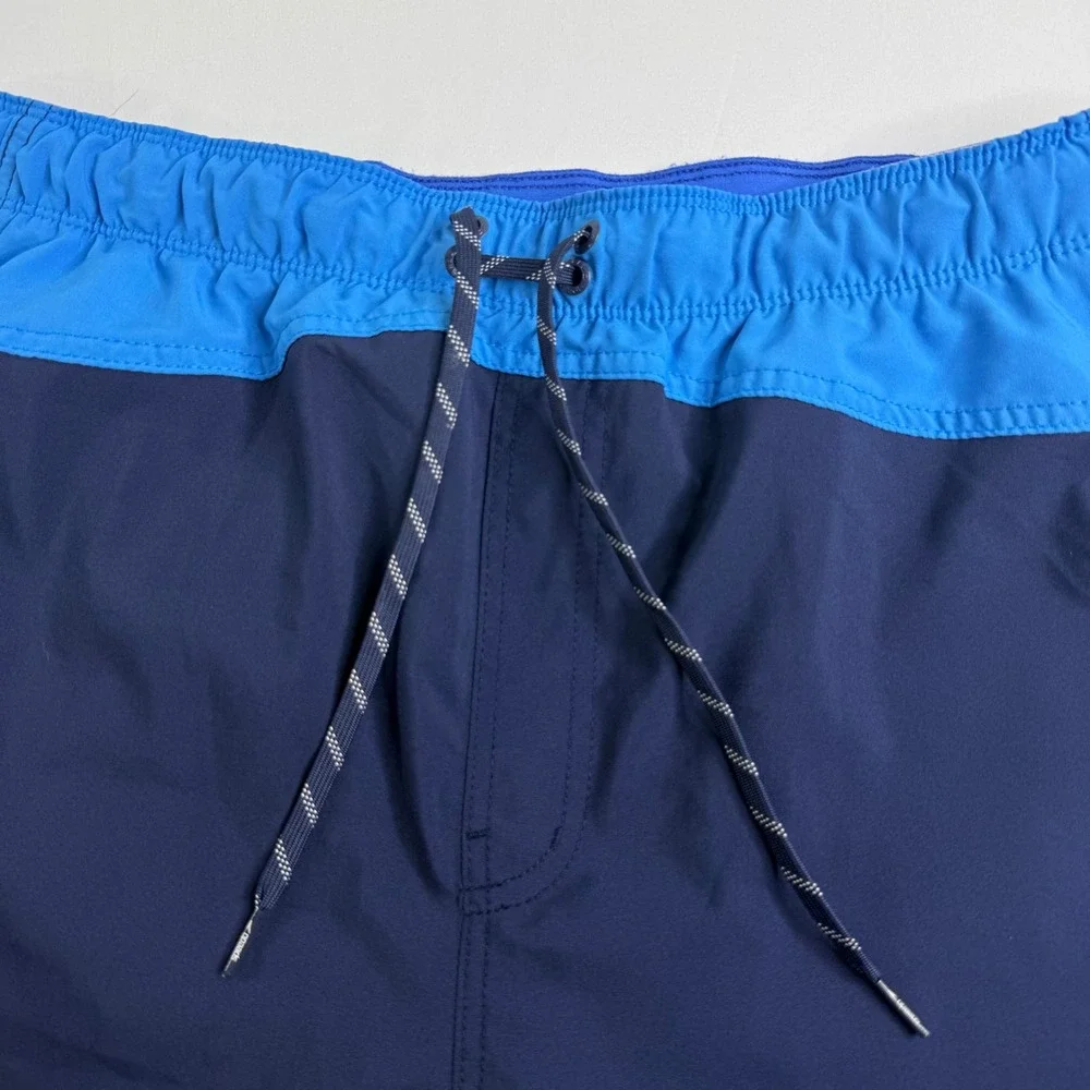 Speedo Mens XL Blue Colorblock Swim Trunks Cargo Pocket Mesh Liner Board Shorts